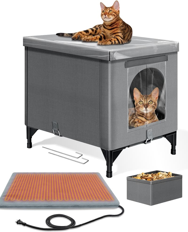 Outdoor Heated Cat House with Insulated Waterproof Design