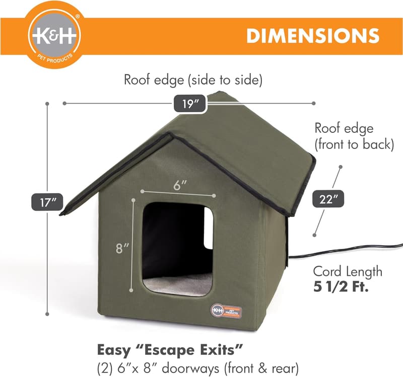 Heated Outdoor Cat House - Weatherproof Insulated Shelter