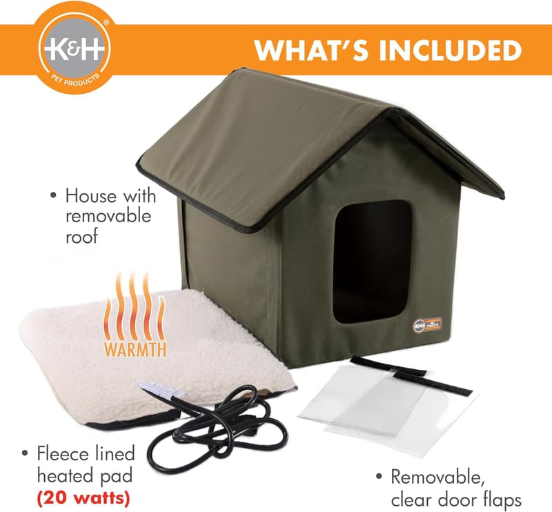 Heated Outdoor Cat House - Weatherproof Insulated Shelter