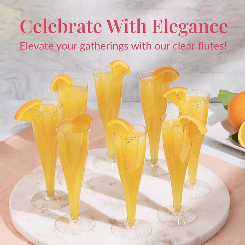 Gold Plastic Champagne Flutes - 24-Pack for Weddings & Parties