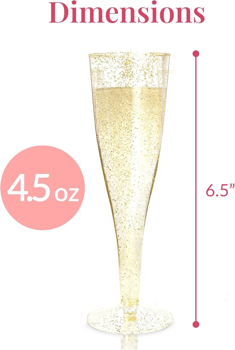 Gold Plastic Champagne Flutes - 24-Pack for Weddings & Parties