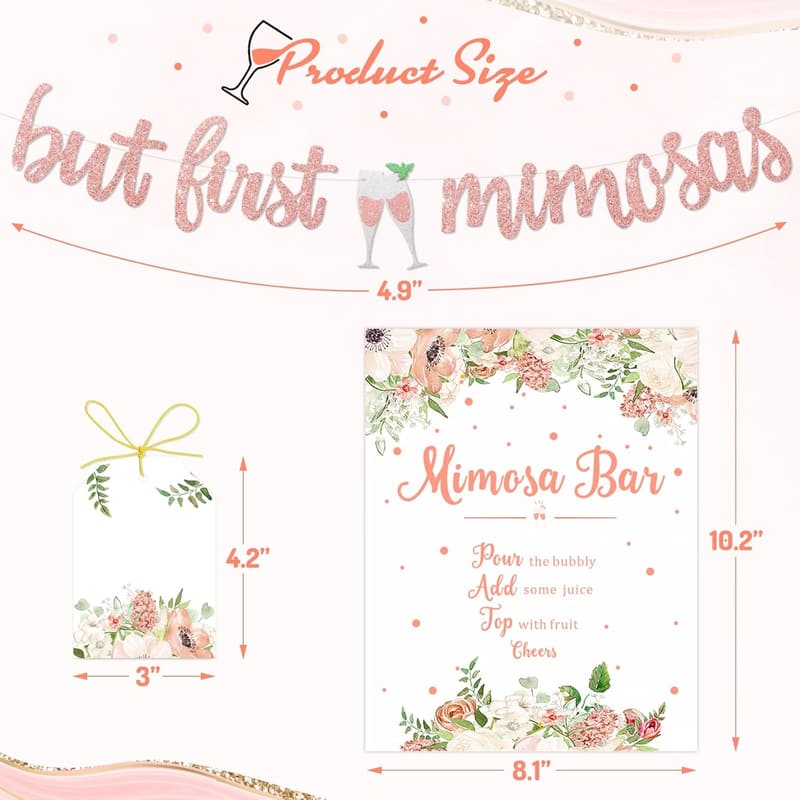 Mimosa Bar Sign - Boho Floral Wedding & Bridal Shower Decor