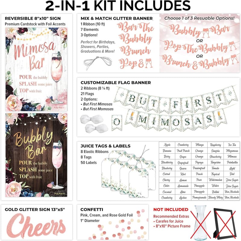Mimosa Bar Supplies Kit - Boho Bridal Shower & Mother's Day Decor