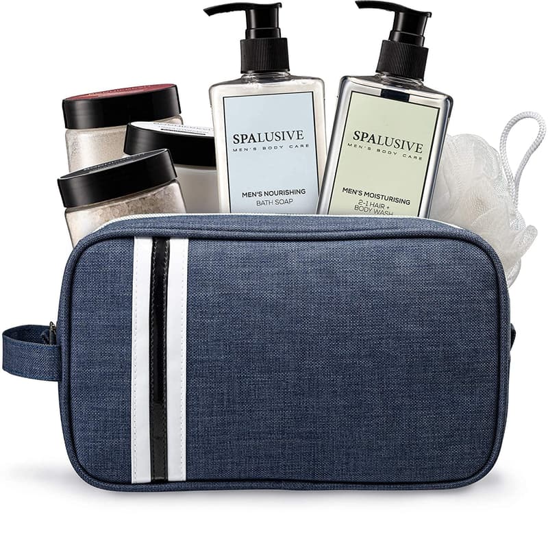Men's Spa Gift Set - Natural Bath & Body Basket with Sandalwood Scent