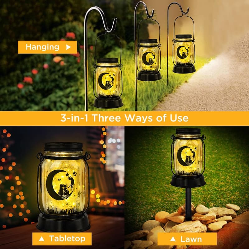 Cat-Themed Solar Lantern - Unique Gift for Cat Lovers