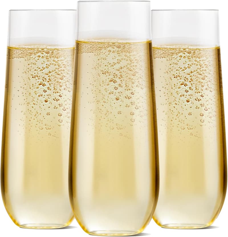 48 PCS Unbreakable Plastic Champagne Flutes for Weddings & Parties