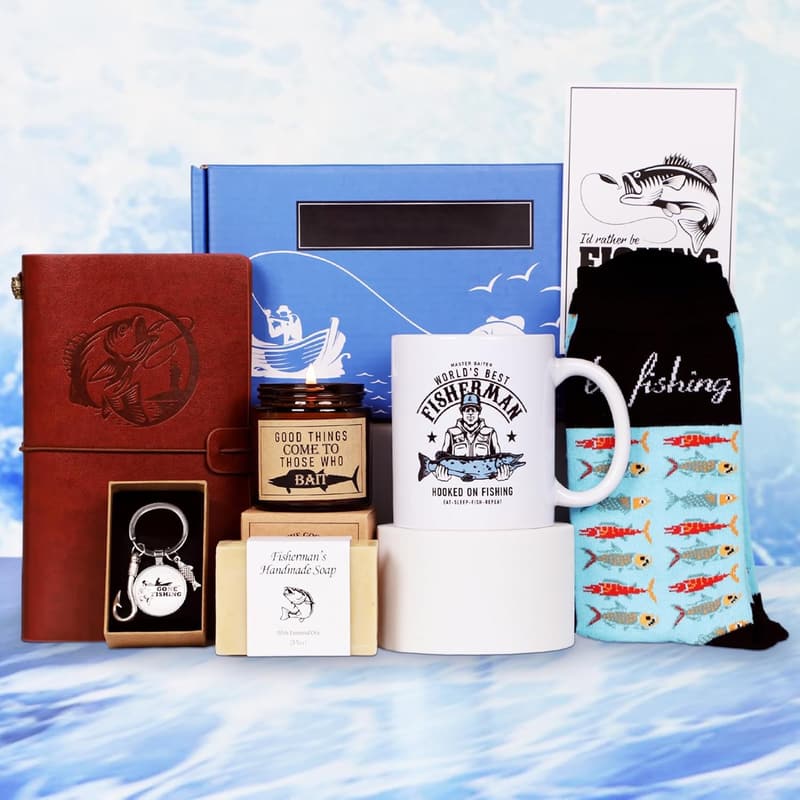Father's Day Gift Set for Men | Fishing Mug, Notebook & Candle
