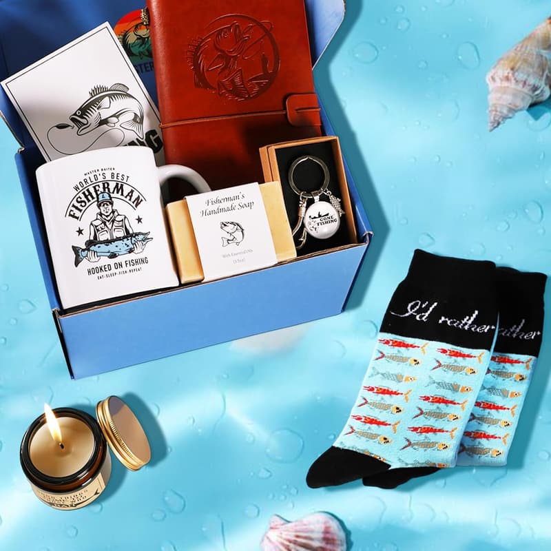 Father's Day Gift Set for Men | Fishing Mug, Notebook & Candle