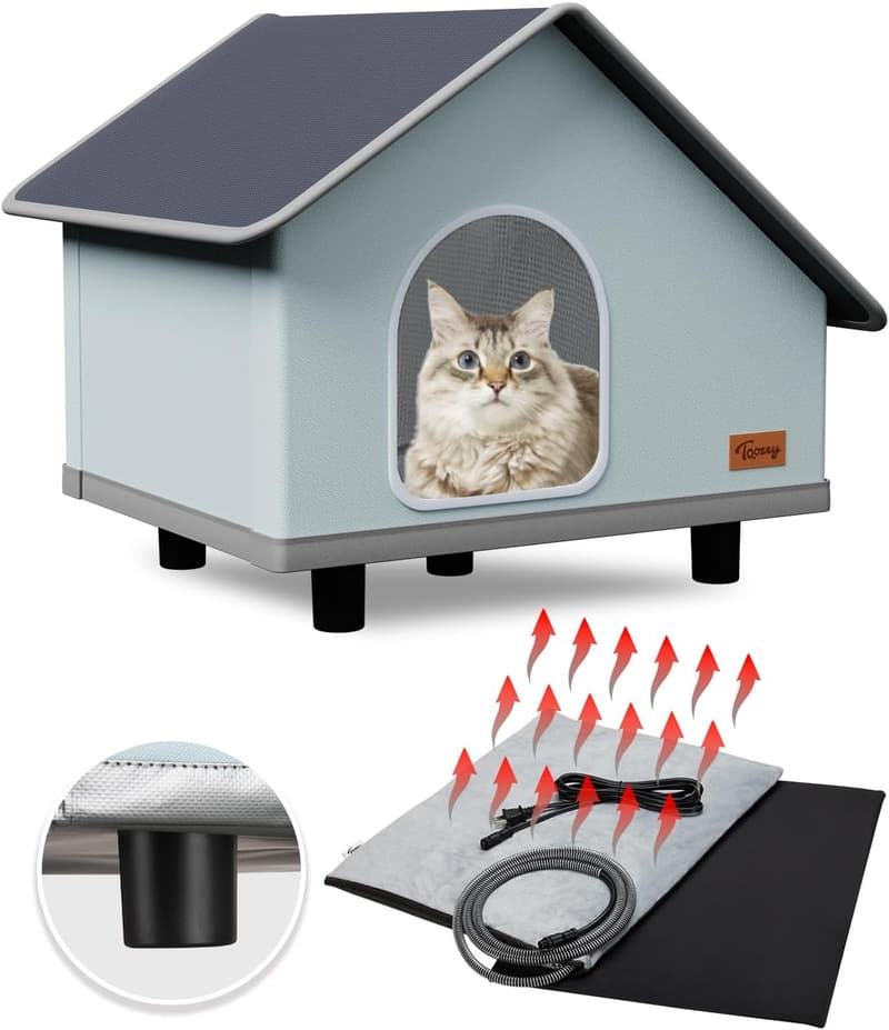 Heated Outdoor Cat House with Insulated Aluminum, 100% Waterproof