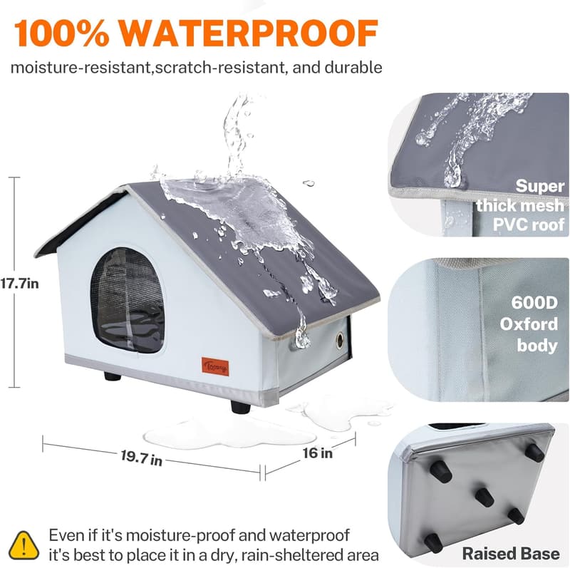 Heated Outdoor Cat House with Insulated Aluminum, 100% Waterproof