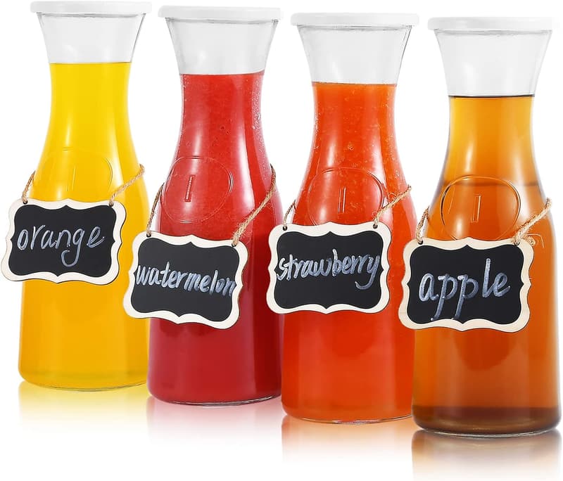 Mimosa Bar Beverage Carafe Set with Lids & Chalkboard Tags