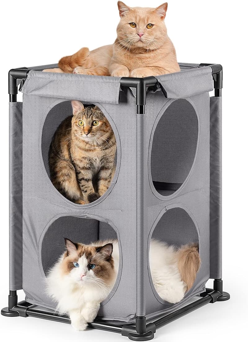 2-Story Elevated Cat House for Indoor & Outdoor Use