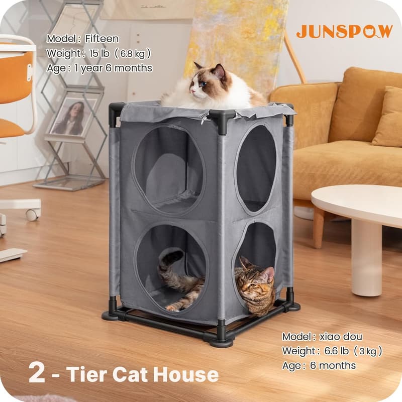 2-Story Elevated Cat House for Indoor & Outdoor Use