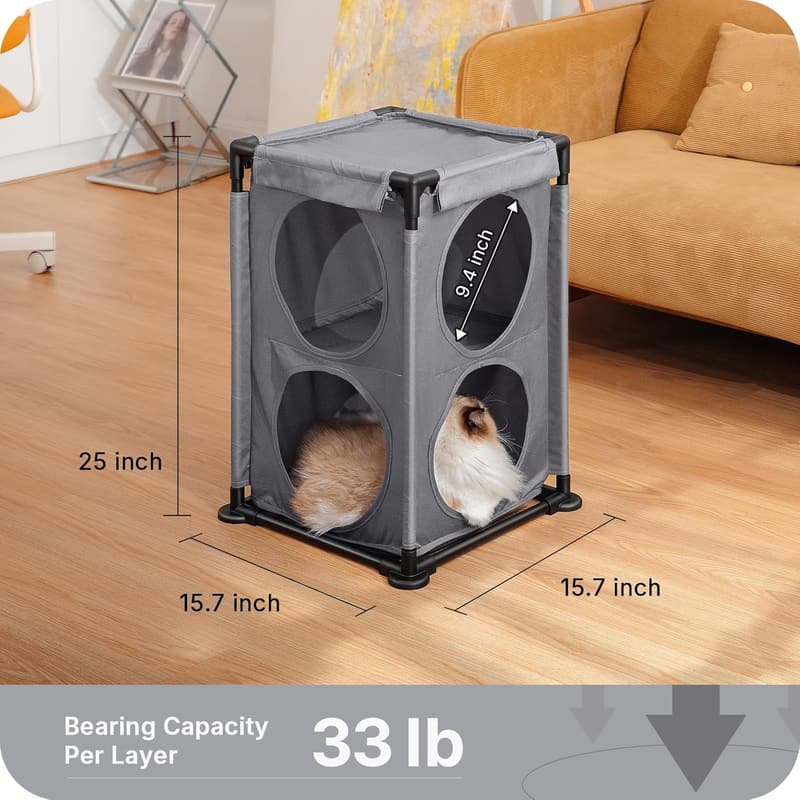 2-Story Elevated Cat House for Indoor & Outdoor Use