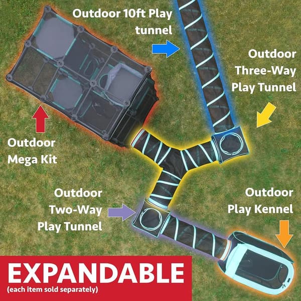 Outdoor Cat Play Catio with 10' Tunnel for Cats