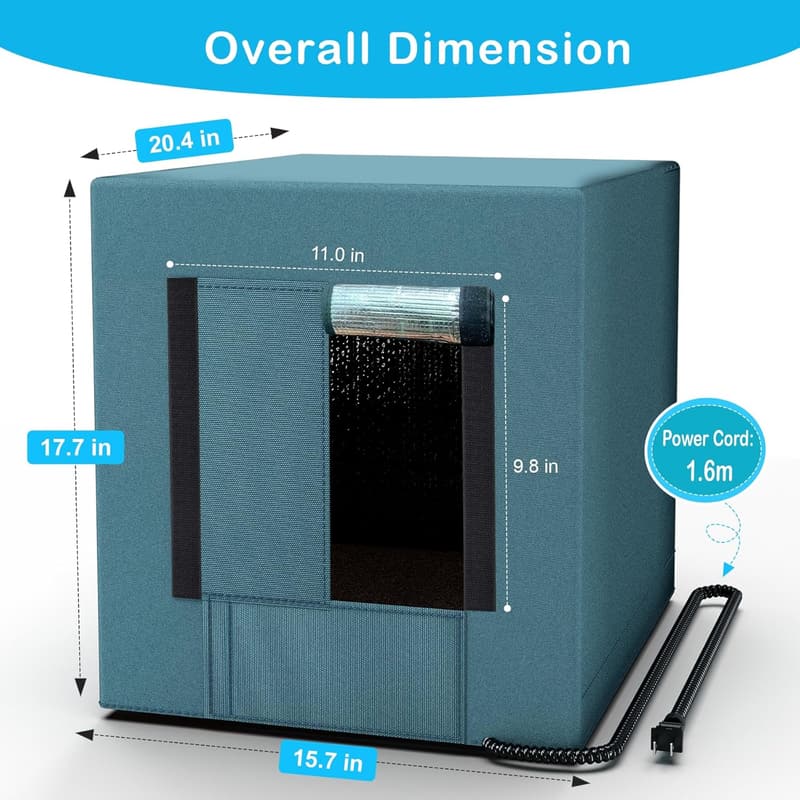 Heated Outdoor Cat House with Weatherproof Shelter, Blue