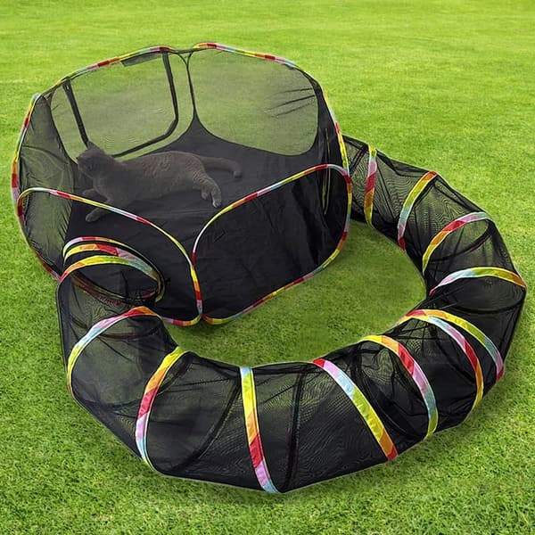 Portable Outdoor Cat Enclosure and Tunnel Playpen
