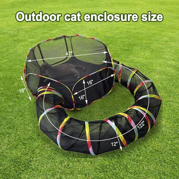 Portable Outdoor Cat Enclosure and Tunnel Playpen