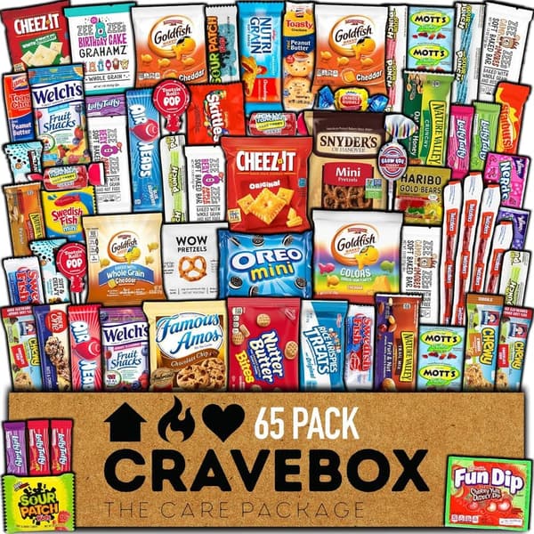 Father's Day Snack Gift Box for Adults and Kids (65 Count)