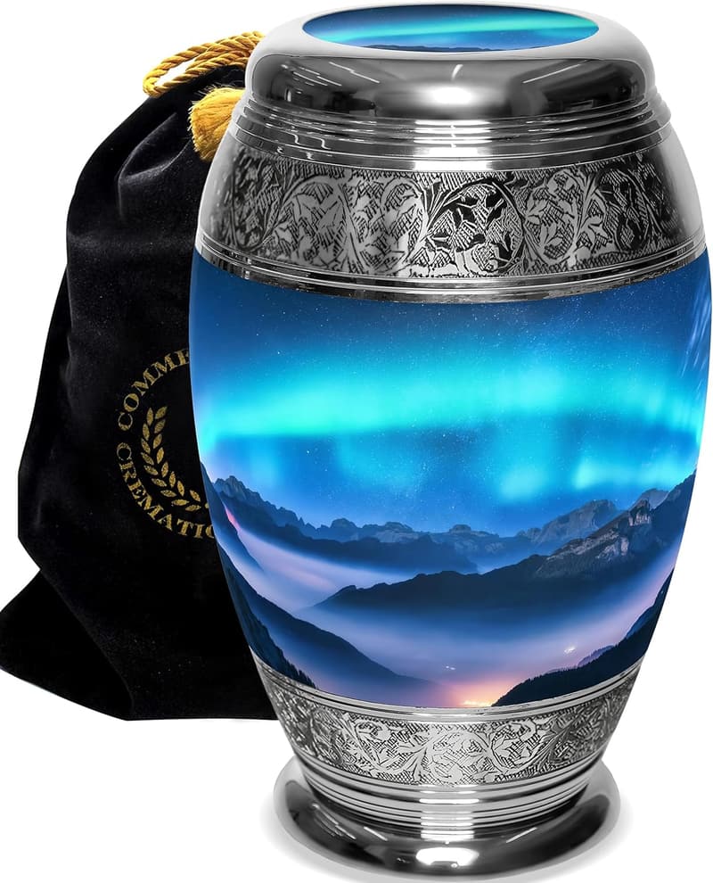 Personalized Aurora Borealis Handcrafted Cremation Urn