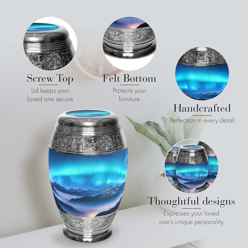 Personalized Aurora Borealis Handcrafted Cremation Urn