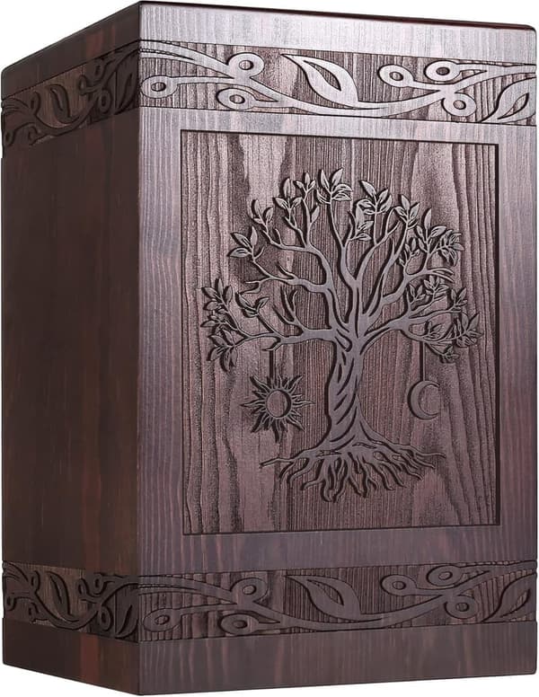 Wooden Tree of Life Cremation Urn, 222 Cubic Inch Capacity