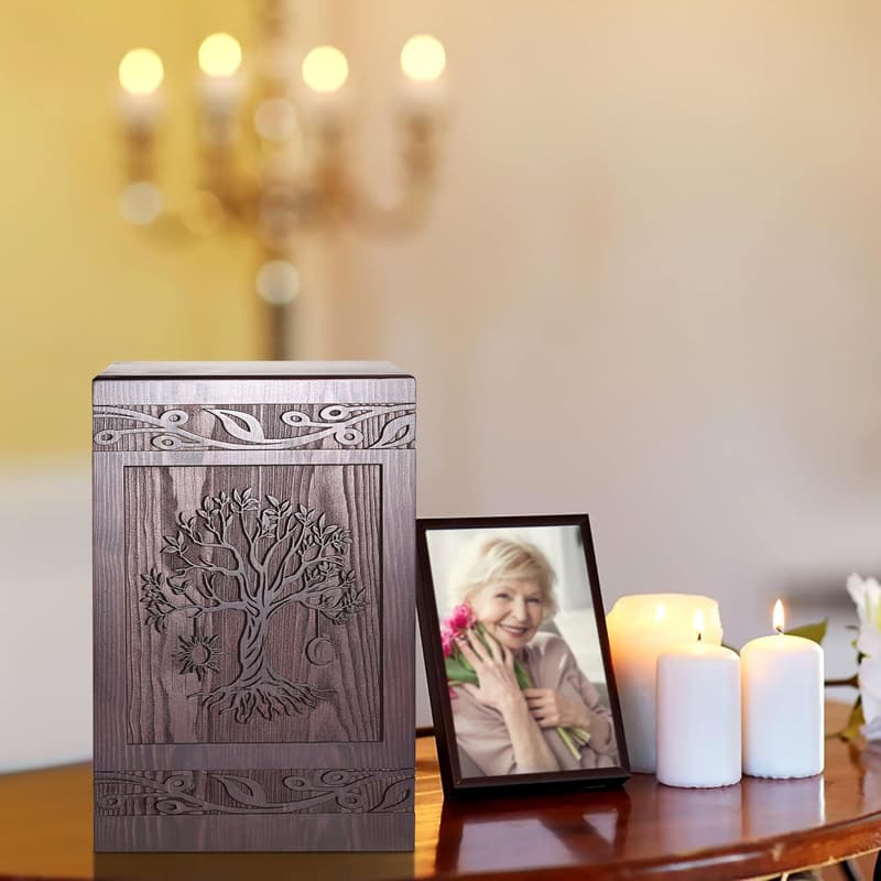 Wooden Tree of Life Cremation Urn, 222 Cubic Inch Capacity