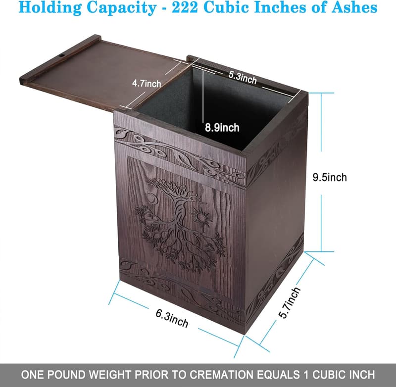 Wooden Tree of Life Cremation Urn, 222 Cubic Inch Capacity