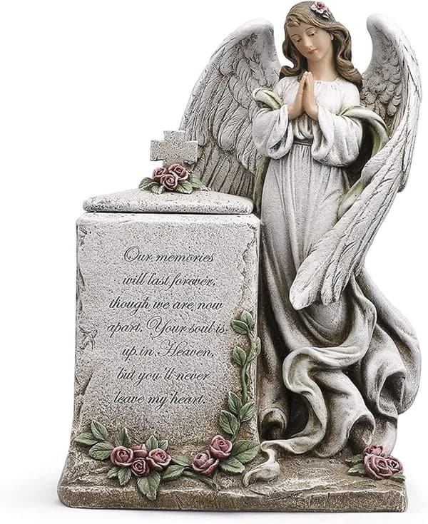 Praying Angel Resin Urn Box for Bereavement, 8x12 Inch