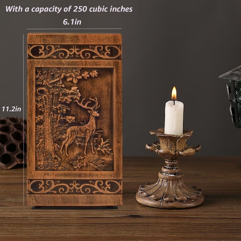 Personalized Wooden Cremation Urn with Satin Bag for Adults