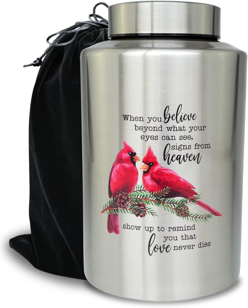 Large Cardinal Cremation Urn for Adult Ashes (220 lbs)