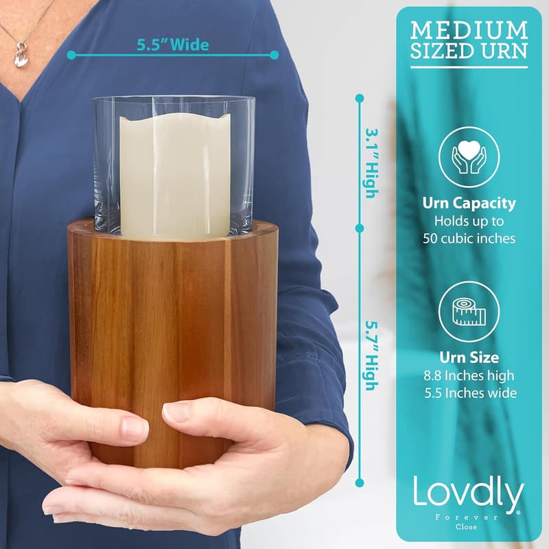 Decorative Keepsake Cremation Urn with Glass Top & LED