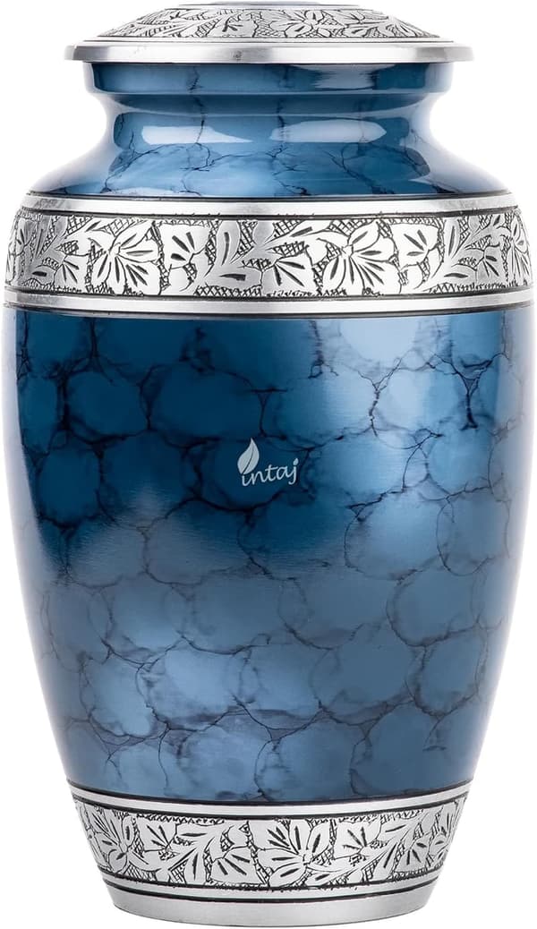 Cloud Blue Aluminum Cremation Urn for Adults - 200 lbs Capacity