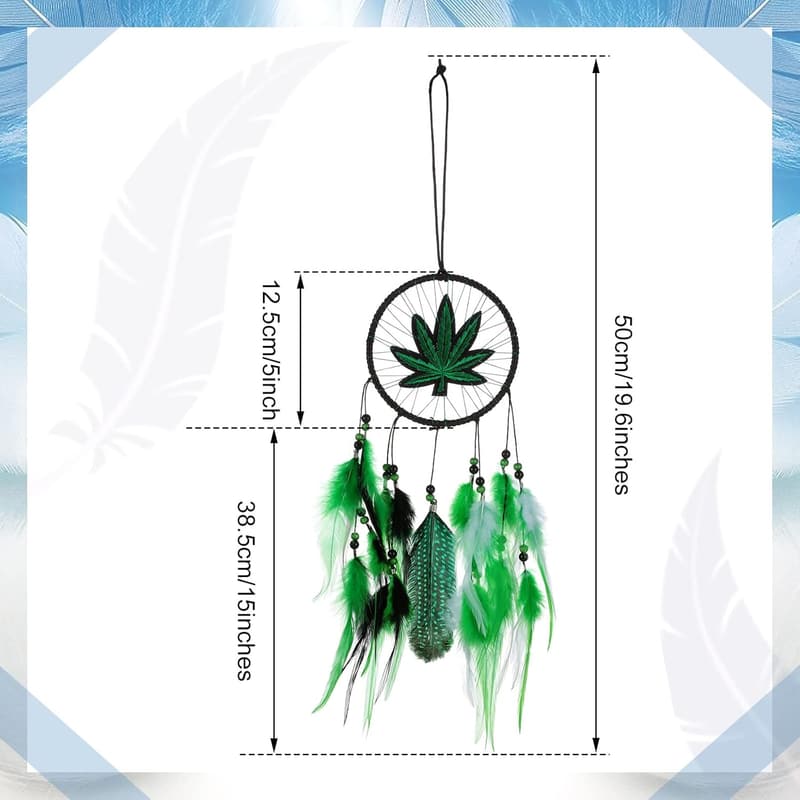Weed Embroidered Dream Catcher Set for Room Decor