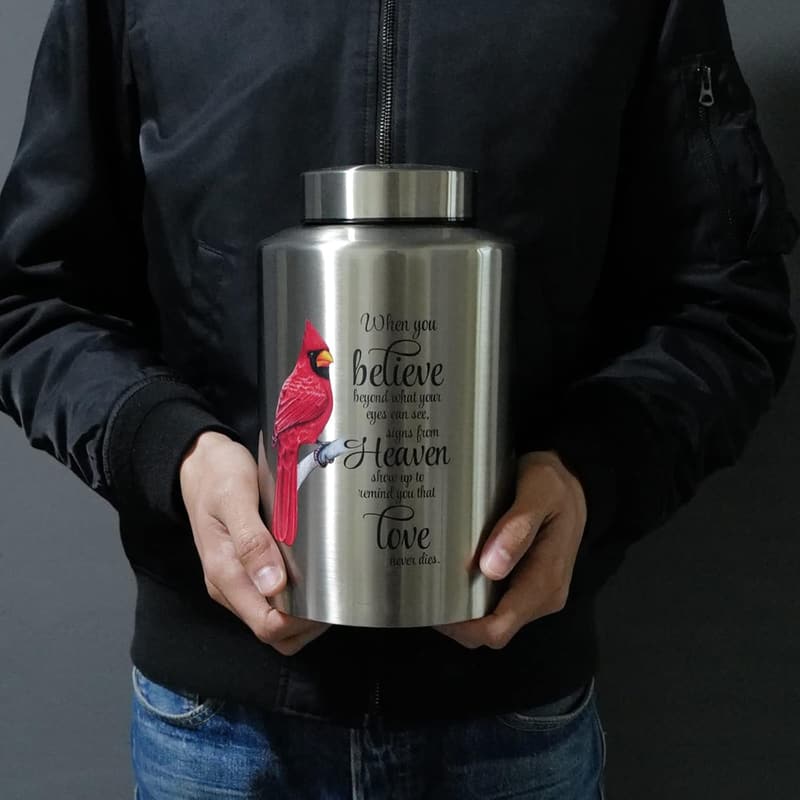 Large Decorative Cremation Urn for Adult Ashes with Velvet Bag