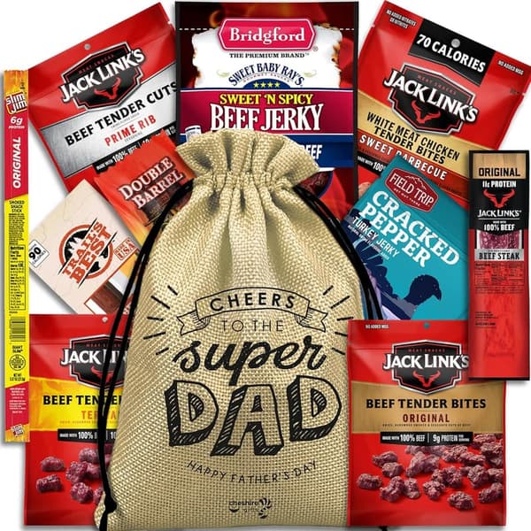 Father's Day Beef Jerky Variety Pack Gift Basket for Dad