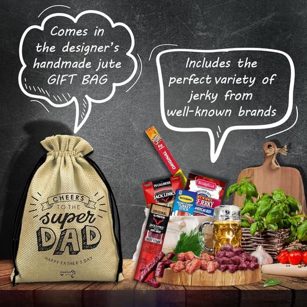 Father's Day Beef Jerky Variety Pack Gift Basket for Dad