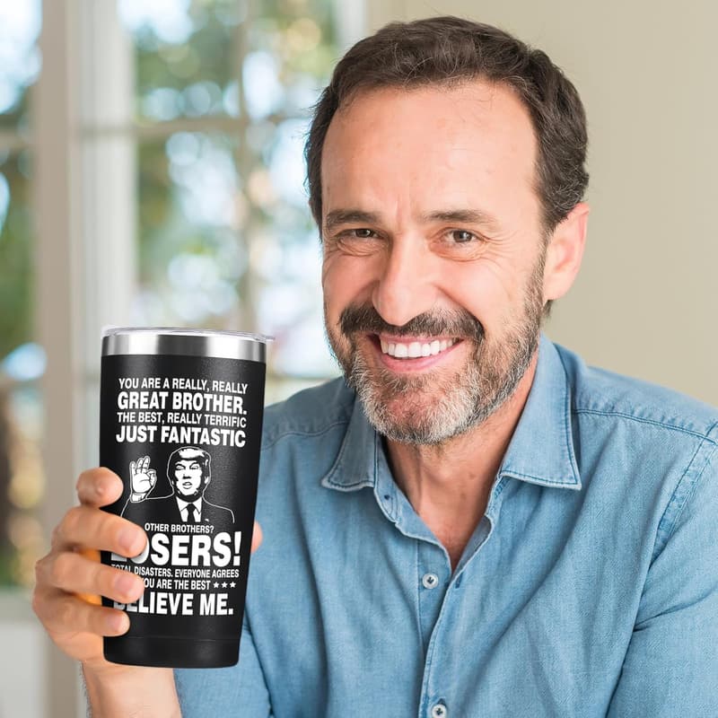 Funny Gag Gift for Brother: 20 oz Black Tumbler