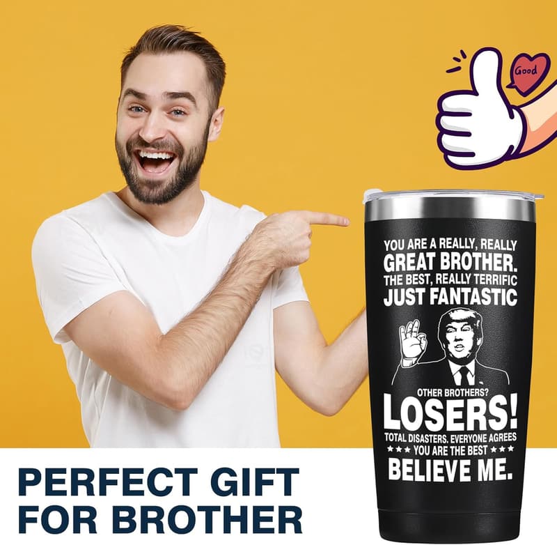Funny Gag Gift for Brother: 20 oz Black Tumbler
