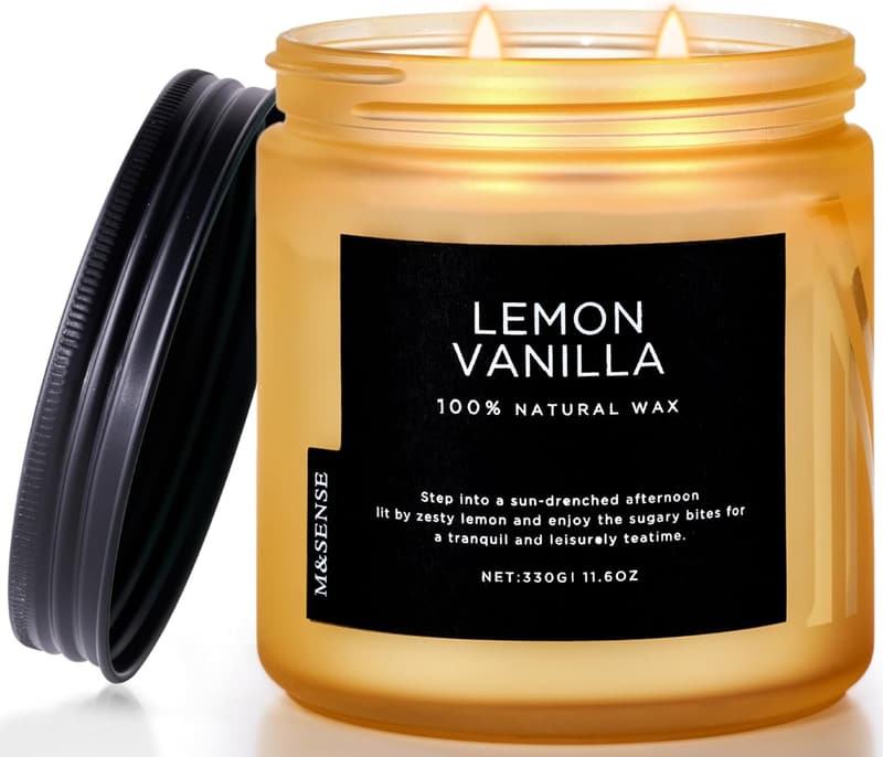 Lemon Vanilla Scented Soy Candle - 11.6oz, 70 Hour Burn Time