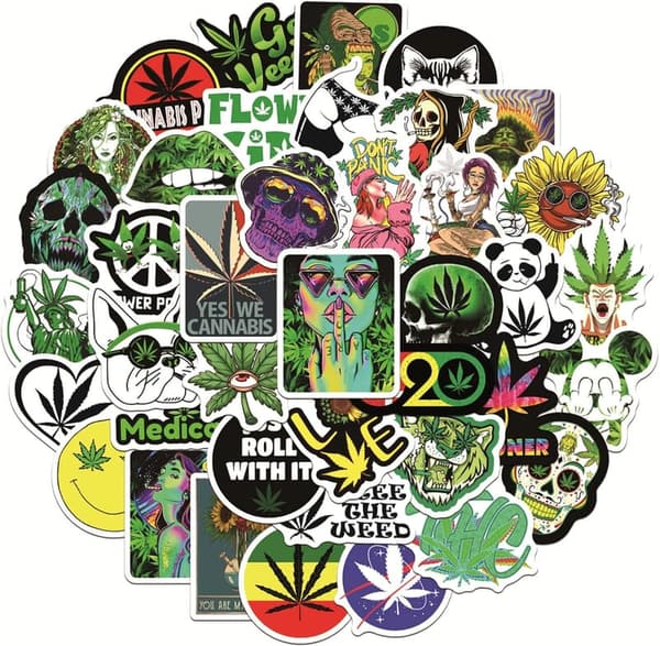 50PCS Waterproof Marijuana Vinyl Stickers for Adults