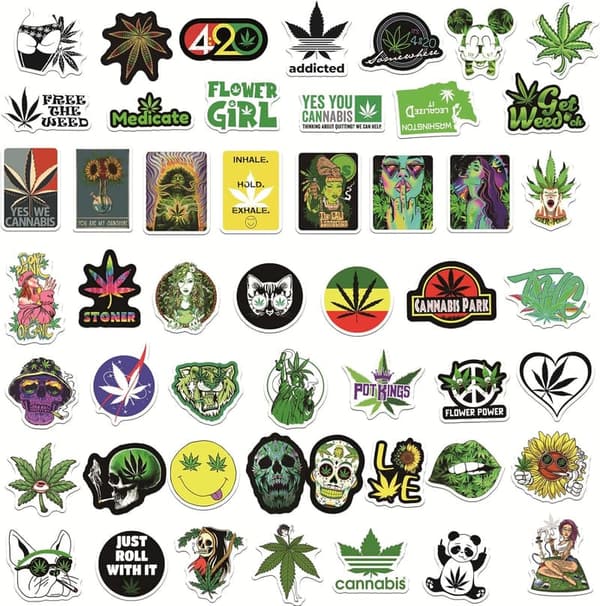 50PCS Waterproof Marijuana Vinyl Stickers for Adults