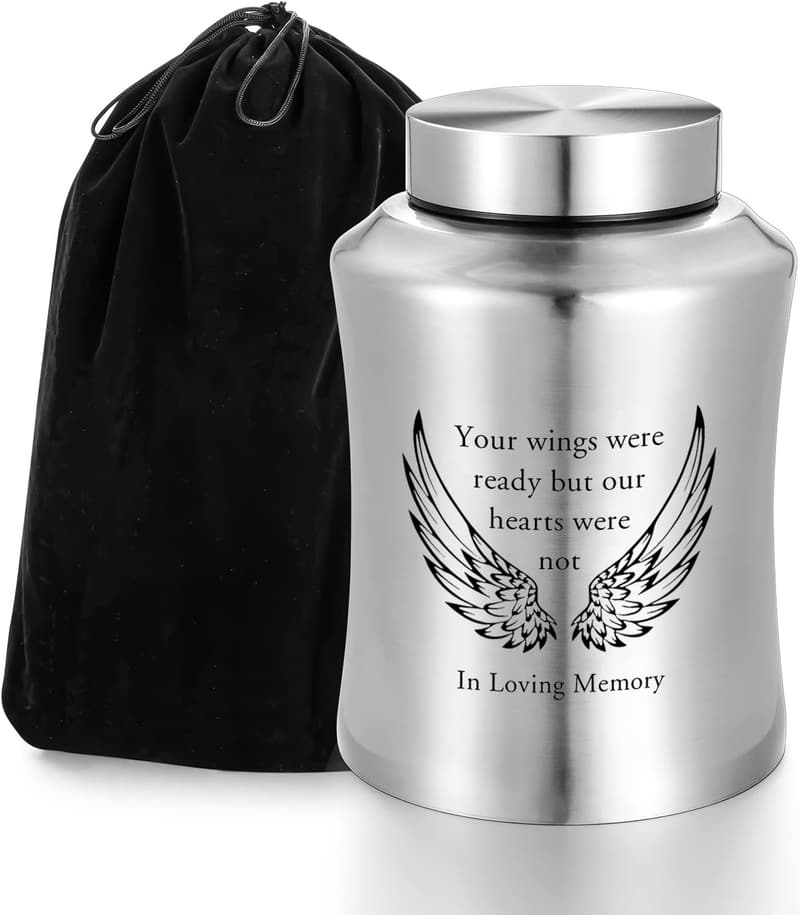 Large Stainless Steel Decorative Urn for Adult Ashes