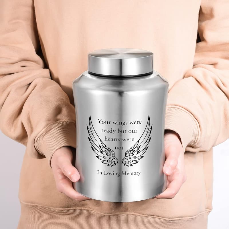 Large Stainless Steel Decorative Urn for Adult Ashes