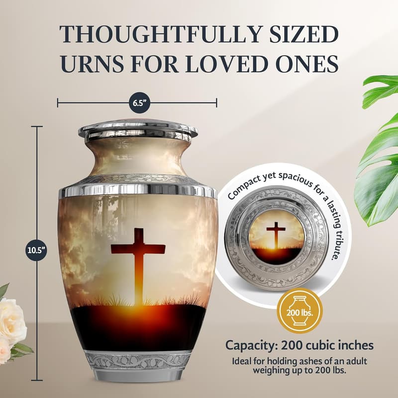 Transcendent Cross Cremation Urn for Adults, 200 cu in