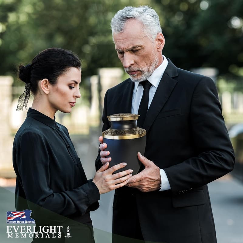 Grecian Classic Matte Black Cremation Urn for Adults