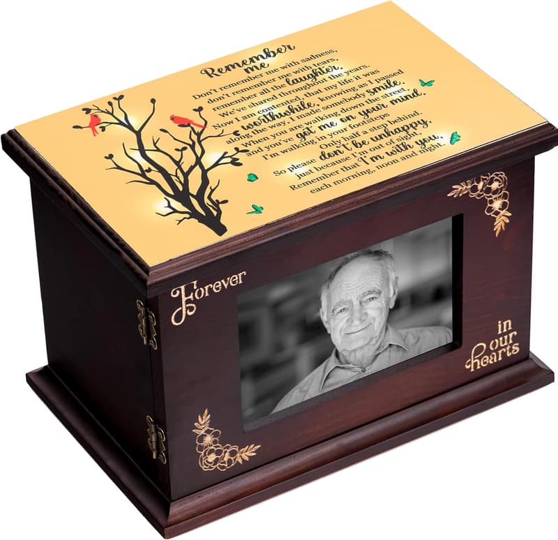 Wooden Cremation Urn with Photo Frame for Adults
