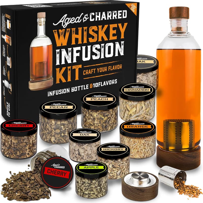 Whiskey Infusion Kit with Wood Chips & Peels - Unique Gift for Men