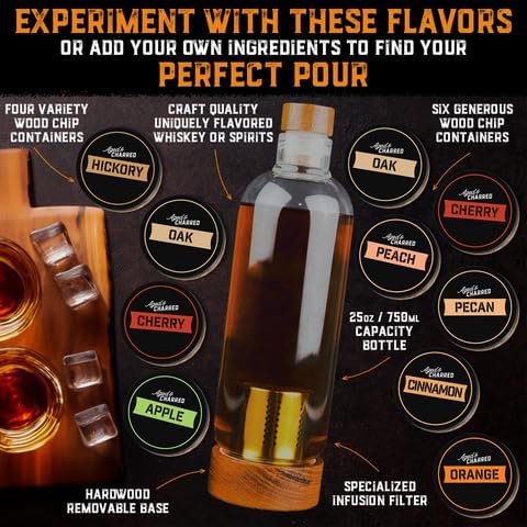 Whiskey Infusion Kit with Wood Chips & Peels - Unique Gift for Men