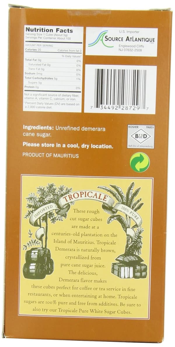 Tropicale Demerara Cane Sugar Cubes, 2.2 lbs